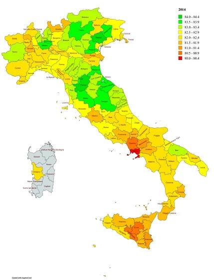 List of Italian provinces by life expectancy - Wikipedia