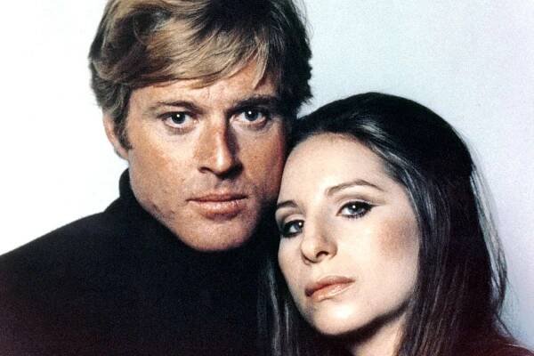 American actor Robert Redford and actress and singer Barbra Streisand on the set of The Way We Were directed by Sydney Pollack.