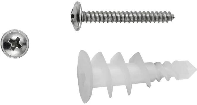 LUX Sada plastových hmoždinek do sádrokartonu 14 mm x 32 mm se šrouby, 4 ks