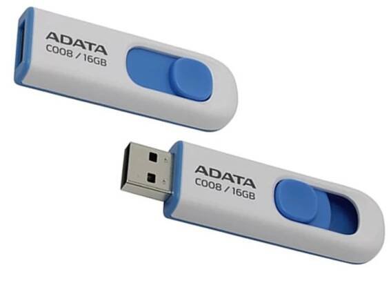 Flash disk USB 16GB bílo/modrý - ADATA C008