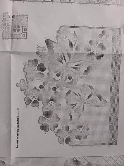 a cross stitch pattern is shown on top of a piece of paper that has been folded over