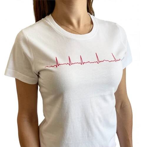 EKG tričko dámské bílé - fibrilace síní - INFINITE MedStyle