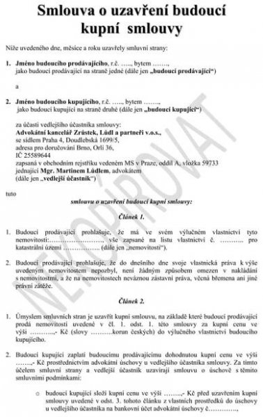 Smlouva o uzavření budoucí kupní smlouvy | PDF