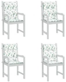 Greatstore Podušky na židli s nízkým opěradlem 4 ks vzor listů textil