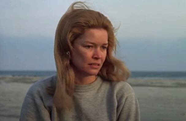 Portrait Photo of the American Actress Ellen Burstyn from the movie The King of Marvin Gardens, wearing gray outfit