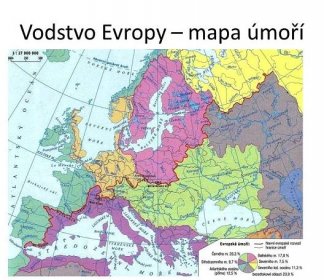 Vodstvo Evropy – mapa úmoří