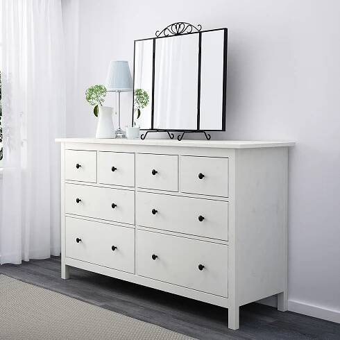 HEMNES Komoda s 8 zásuvkami - bílé mořidlo 160x96 cm