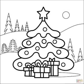 Vánoční stromek omalovánka