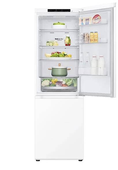 LG Kombinovaná chladnička LG | C | 344 l | Smart Invertorový kompresor | DoorCooling+™, pohľad spredu na potraviny po otvorení, GBV31E0CSW, thumbnail 4