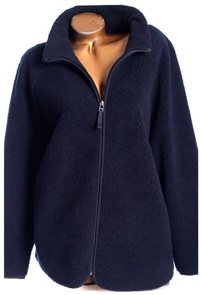 Dámská modrá teplá kožíšková mikina na zip / Marks & Spencer / XXXXL (52) / UK 24 / ANGLIE - Hitomat - Monika Horká, móda pro plnoštíhléHitomat - Monika Horká, móda pro plnoštíhlé