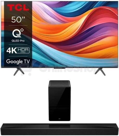 SET UHD QLED TV TCL 50T7B + Soundbar TCL Q75HE | OnlineShop.cz