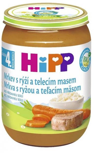 HiPP BIO Mrkev s rýží a telecím masem 190 g