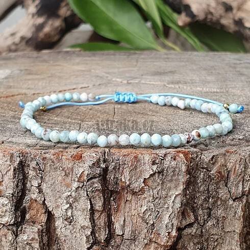Šňůrkový náramek larimar