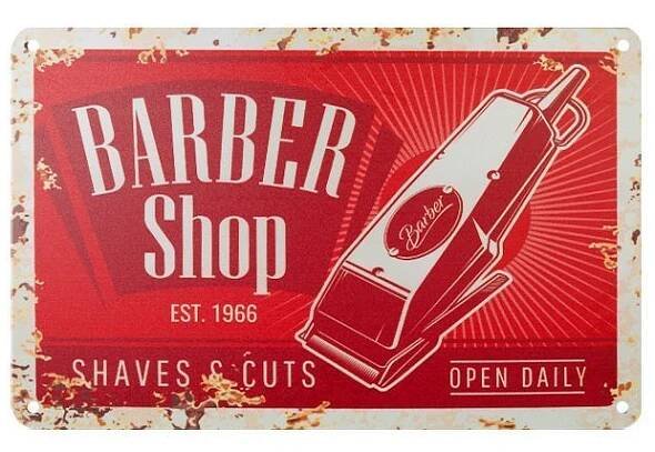 Plechová retro cedule Barbershop B013