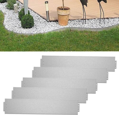 Kovové obruby na trávník 20m-20 kusů Obruby na sečení Pozinkované 100 x 15 cm na kus