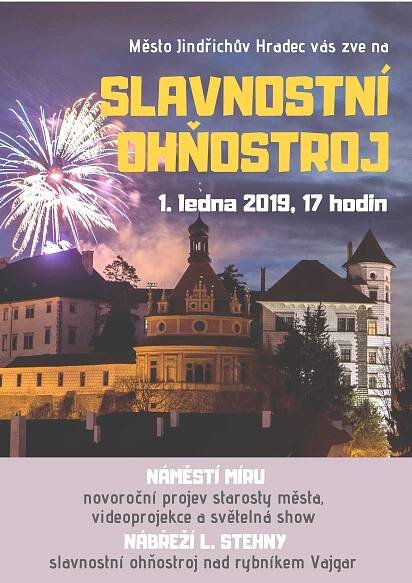 Slavnostní novoroční ohňostroj nad Vajgarem - Město Jindřichův Hradec