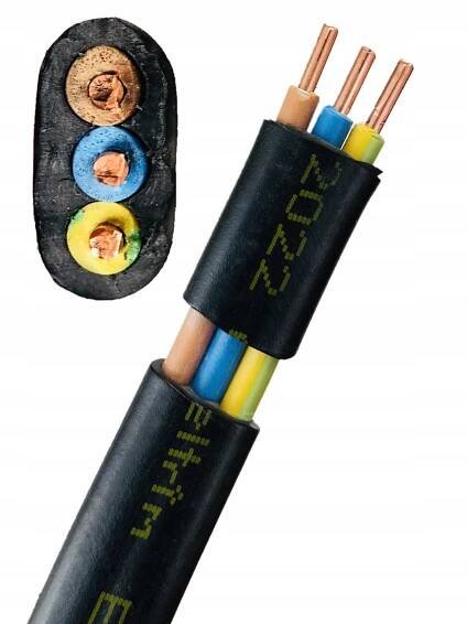 Kabel EL-Instal NP750 3x2,5 žo 450/750V plochý ydyp černý Dca 1m