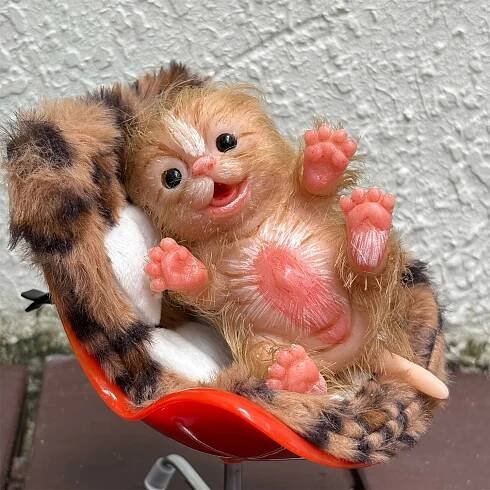 6-Inch Realistic Silicone Cat * Doll - Soft Full Body, Mini Palm Size, Adorable Orange & White Kitten with *, Perfect Christmas/New Year