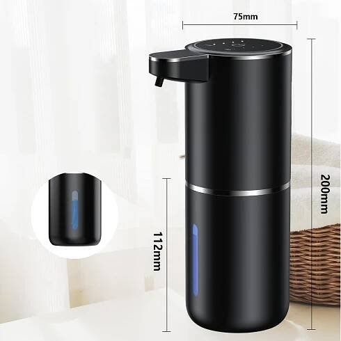 STYLOVÝ BEZDOTYKOVÝ DÁVKOVAČ NA MÝDLO TEKUTINY 380ml AUTOMATICKÝ VELKÝ ČERNÝ Materiál provedení syntetický materiál