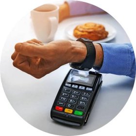paying for breakfast with watch