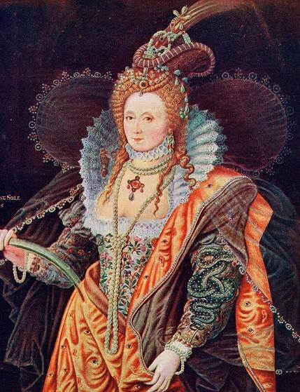 Queen of England From the painting by Zucchero at Hatfield House.
