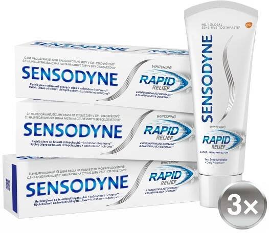Sensodyne Rapid Relief Whitening Zubní pasta 3 x 75 ml