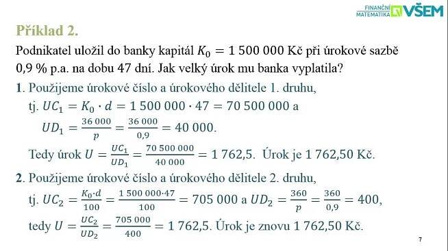 2.1.1 Úrokové číslo a úrokový dělitel