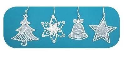 Háčkované vánoční ozdoby (zvonek,stromek,vločka,hvězda) 7cm
