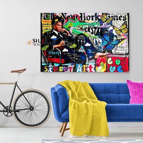 Jean Michel Basquiat New York Times Canvas Wall Art