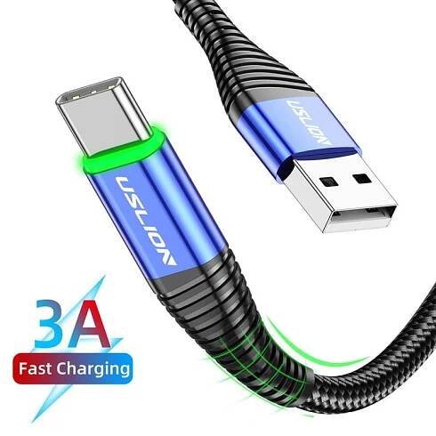 Kabel oplétaný nylon USB-C s LED - iPal.cz
