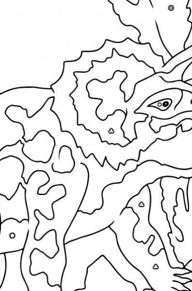 Omalovánka triceratops (jednoduché) - Omalovánka podle Symbolů a Geometrickým Tvarům pro děti