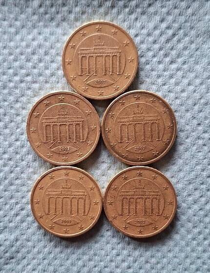50euro cent, rok 2002, Německo-A, D, F, G, J, Numismatika