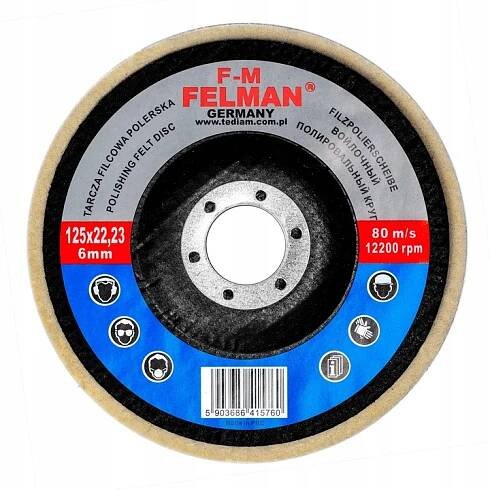 FILCOVÝ LEŠTÍCÍ KOTOUČ 125x22,23x6 mm PLST VLNA