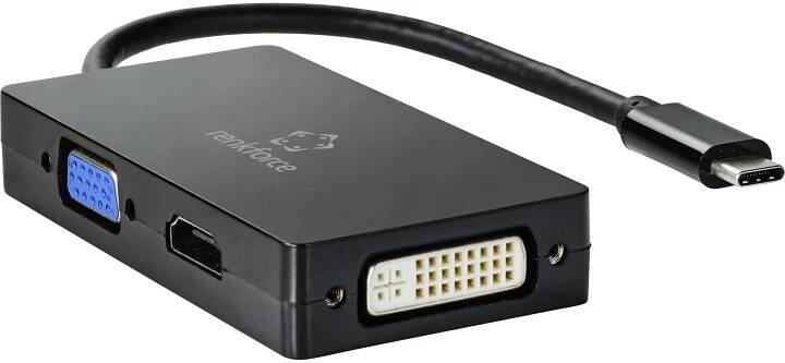 Renkforce RF-4633066 USB-C® / HDMI / DVI / VGA adaptér [1x USB-C® zástrčka - 1x VGA zásuvka, HDMI zásuvka, DVI zásuvka 24