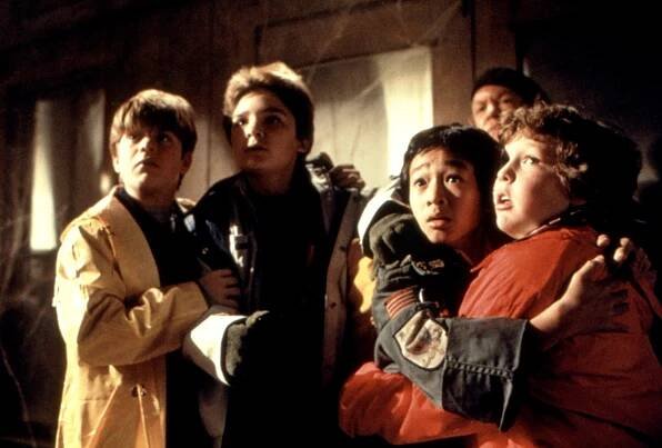 Sean Astin, Corey Feldman, Ke Huy Quan, Anne Ramsey and Jeff Cohen in "The Goonies"
