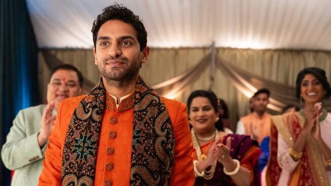 Harish Patel, Karan Soni, Zarna Garg, and Sunita Mani in "A Nice Indian Boy."