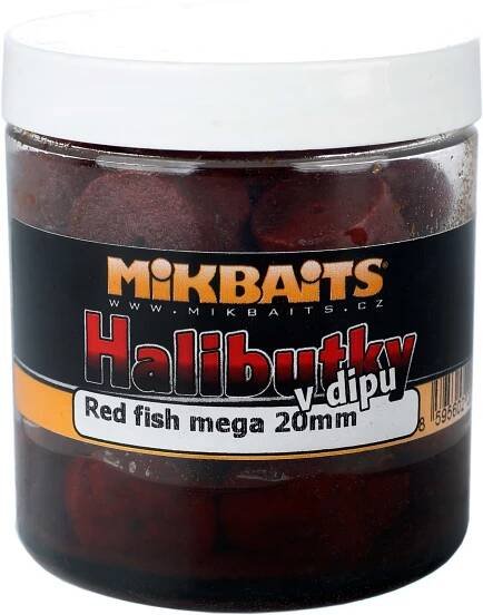 Mikbaits Halibutky v dipu Red fish 20mm 250ml