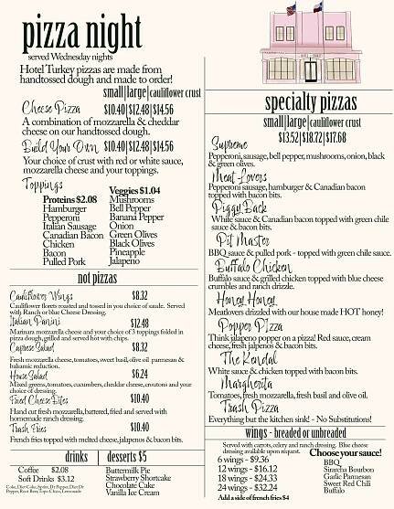 MENUS – HOTEL TURKEY