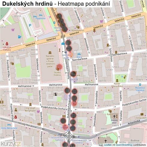 Mapa Dukelských hrdinů - Firmy v ulici.