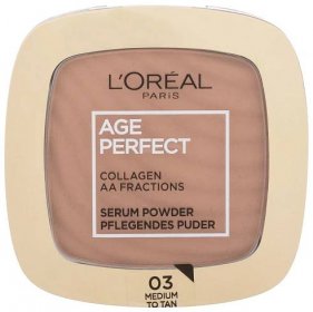 L'Oréal Paris Age Perfect Serum Powder Pudr pro ženy 9 g Odstín 03 Medium To Tan