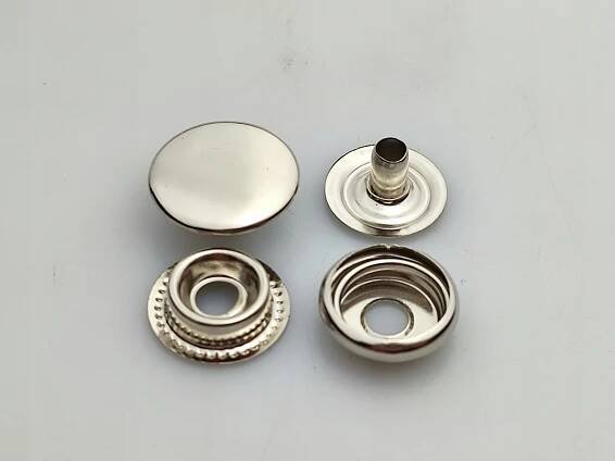 Druky  standard kovové kalotové 15 mm stříbrné 10 kusů Druh zaklapne