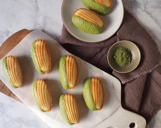 Matcha Dipped Madeleines