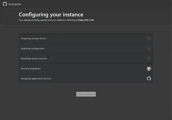 Screenshot showing the settings being applied to your instance.