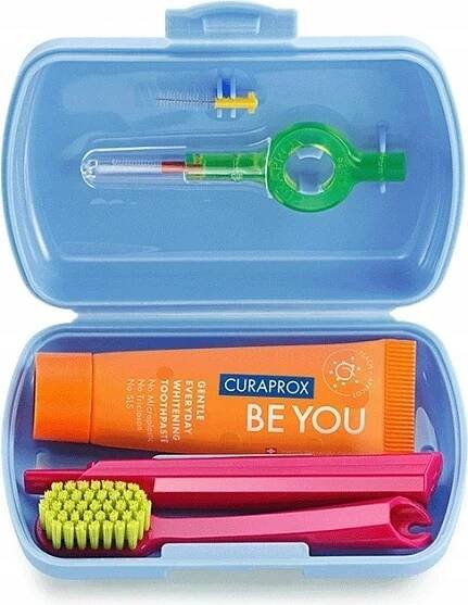 Curaprox Travel set stejnobarevný mix náhradních hlavic magenta 2 ks