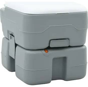 Chemické WC vidaXL Přenosný kempingový záchod Šedá a bílá 41.5 x 36.5 x 37.5 cm [42001437]