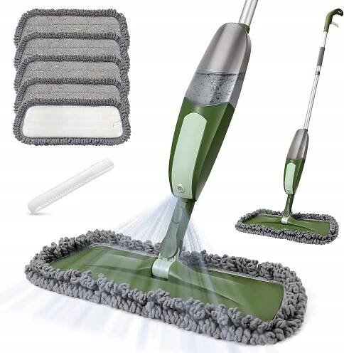 MASTERTOP Mop s rozprašovačem Zelený 550 ml Návleky z mikrovlákna