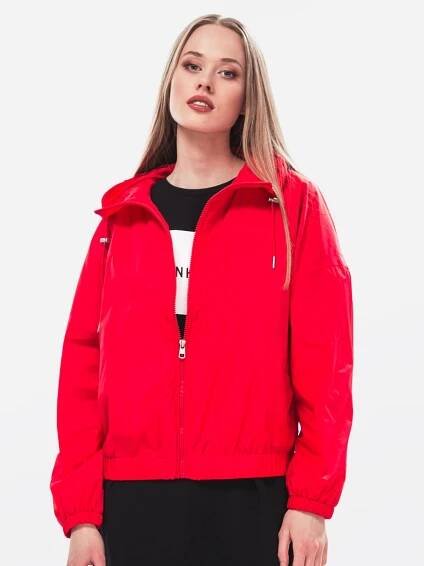 Vzduchovka Bunda Calvin Klein Red ČERVENÁ DÁMSKÁ JARNÍ PŘECHODKA