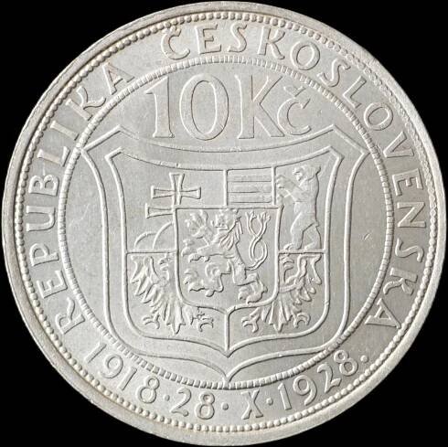 Československo - 10 koruna 1928 T. G. Masaryk - stříbrná mince - Numismatika
