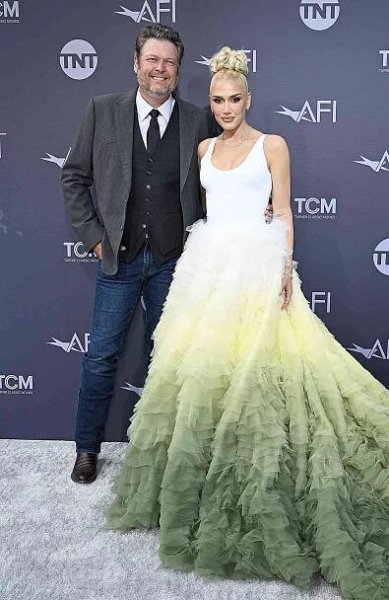 Blake Shelton and Gwen Stefani attend the 48th AFI Life Achievement Award Gala Tribute celebrating Julie Andrews at Dolby Theatre on June 09, 2022 in Hollywood, California.