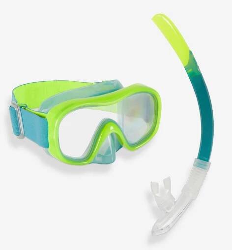 SUBEA Schnorchel-Set Kinder Maske und Schnorchel MT100 neongrün